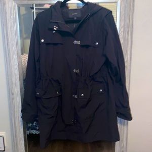 J crew black trench raincoat